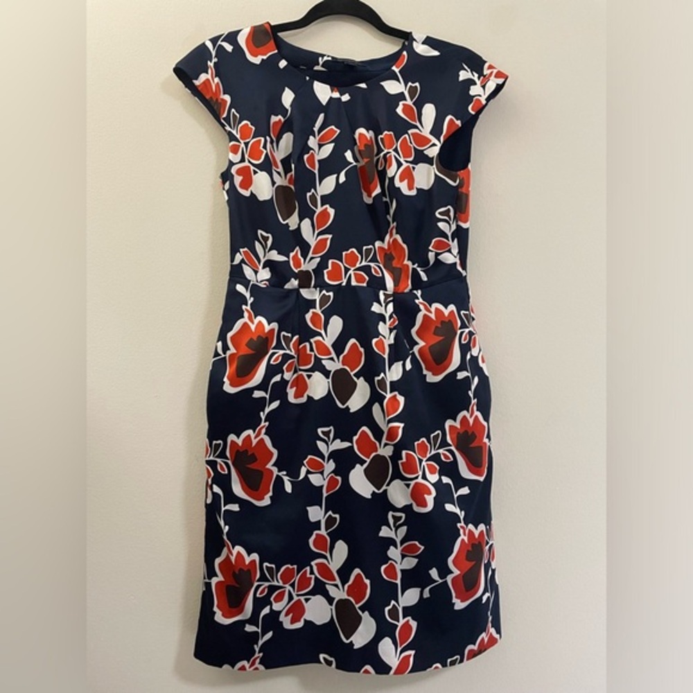Banana Republic Silky Poppy‎ Floral Cap Sleeve Dress - 2